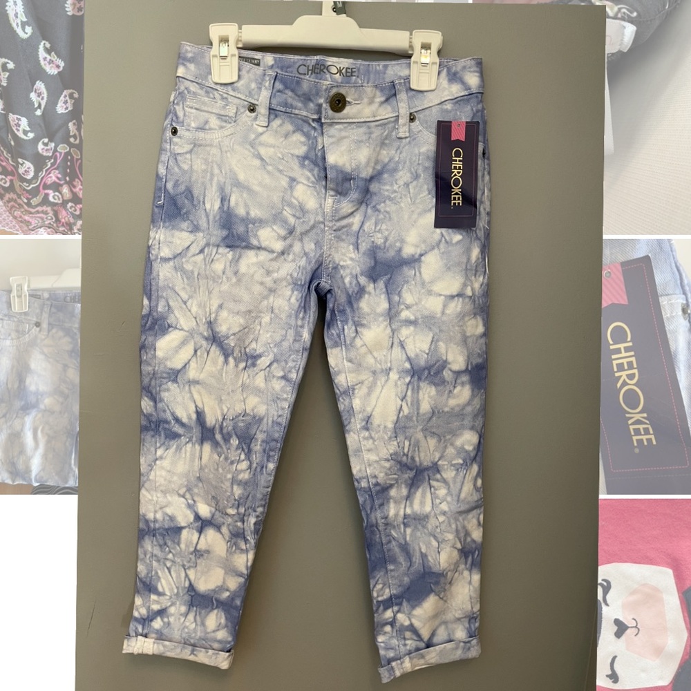 Girls 12 super skinny crop tie dye NWT jeans Cherokee